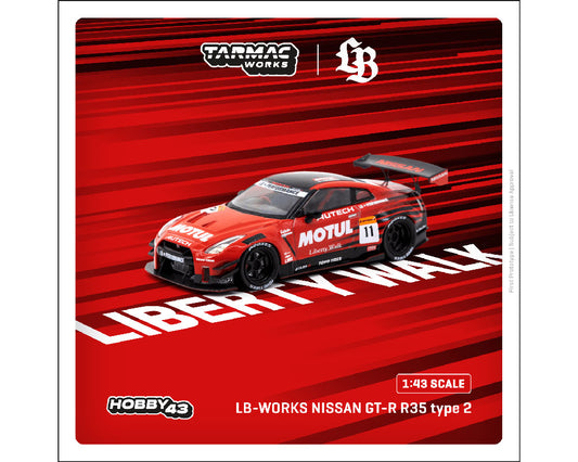 (Preorder) Tarmac Works 1:43 LB-WORKS NISSAN GT-R R35 Type 2 Motul – Red